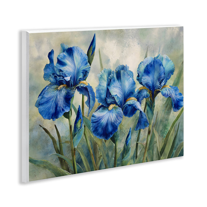 Drawn Blue Iris Flowers Wall Plaque, design by Franklyn Gregory