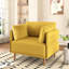 Yellow Upholstered Chair With Wooden Base, 39", For Relaxing In Any Room 39" Modern Yellow, Legs And Cushioned Upholstery Lounge