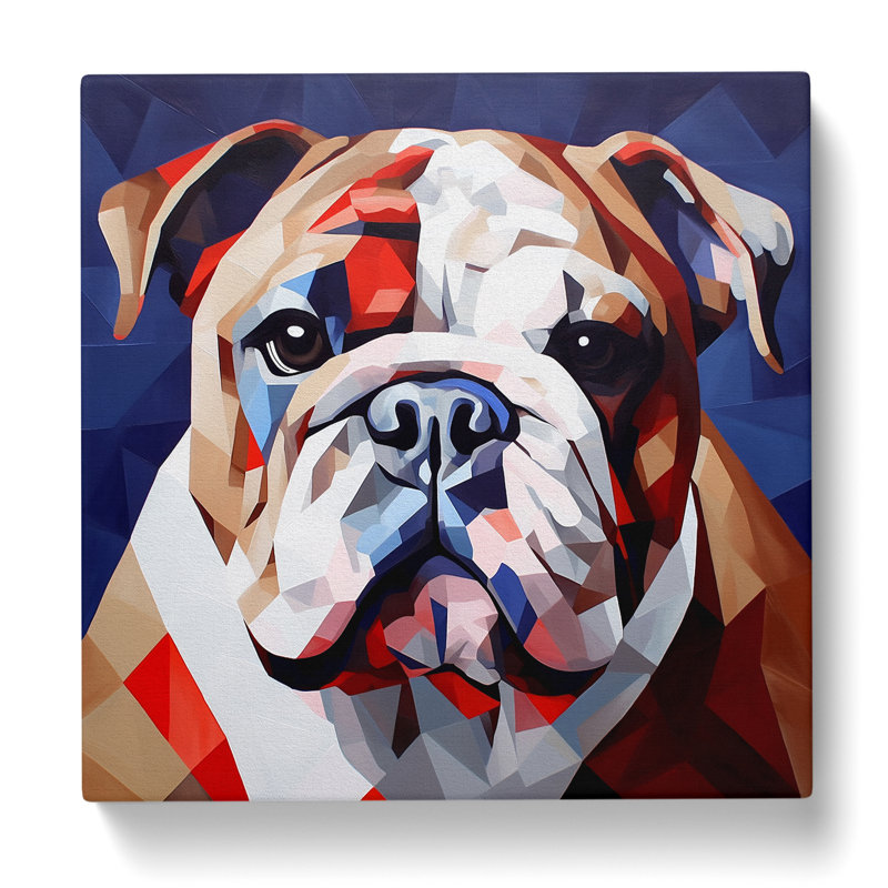 British Bulldog Cubism No.1 - No Frame Print, 50cm H x 50cm W x 3cm D