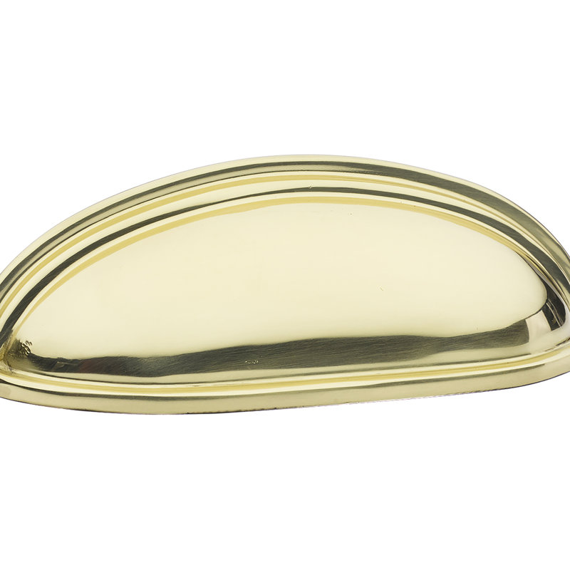3" Center to Center Cup/Bin Pull, 4", Polished Brass