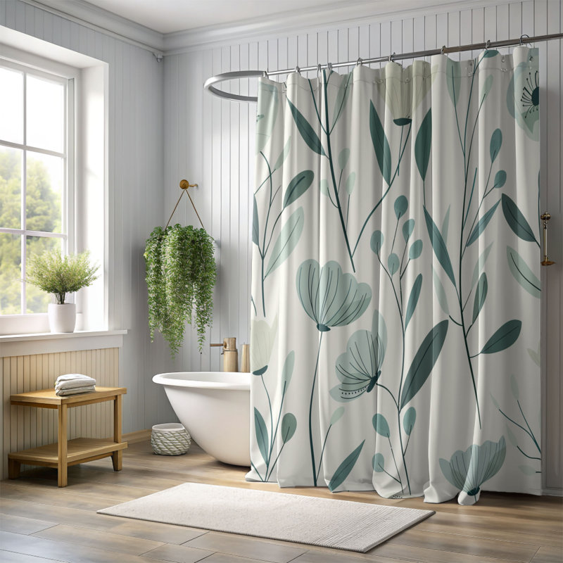 Rideau de douche simple 1 pièce, H 74 po x l 71 po
