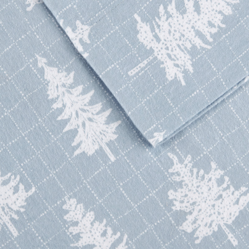 Cozy Flannel 100% Cotton Sheet Set, Twin Sheet Set with 1 Pillowcases, Blue Forest