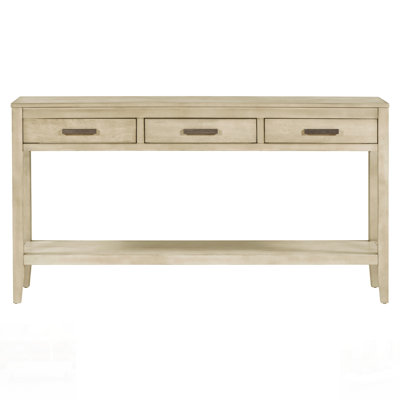 Farmhouse Entryway Table With 3 Drawers, Painted Console Table With Bottom Shelf & Iron Handles, Minimalist Design For Versatile Use In Any Room