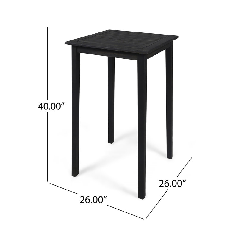 Table de bar d'extérieur carrée en bois d'acacia minimaliste - foncé (table seulement incluse)