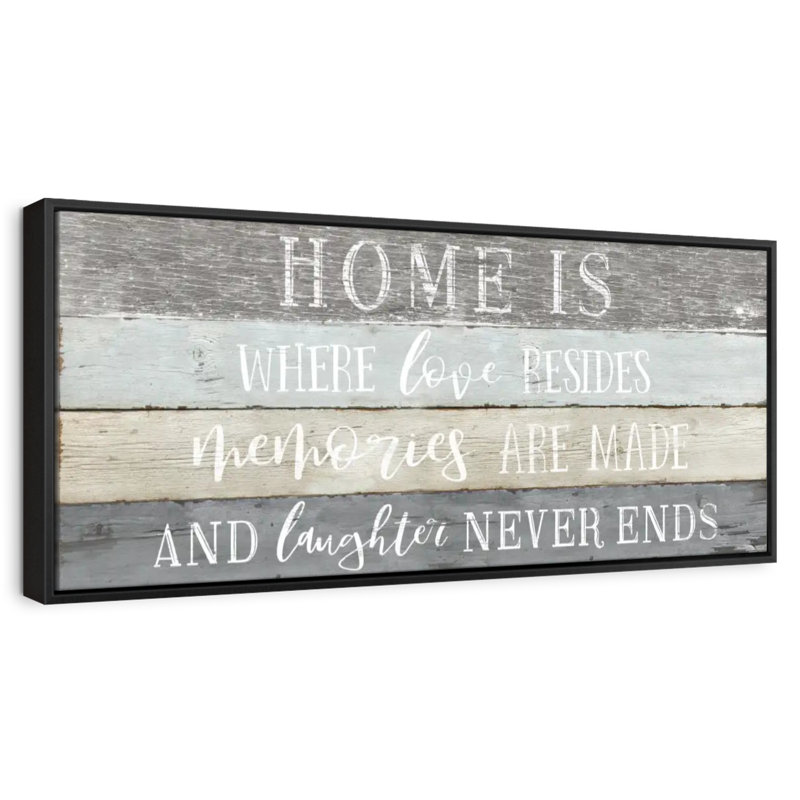 Home Is Where Love Resides Wall Sign, Floating Frame Black, 37" X 13"