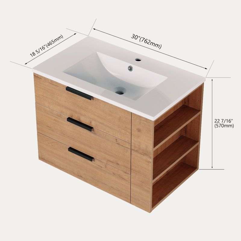 Meuble-lavabo simple 30,03 po avec plateau en résine Cybulski
