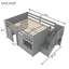 Lits avec rangement, lit double en bois aggloméré, lit mezzanine moderne pour enfants gris