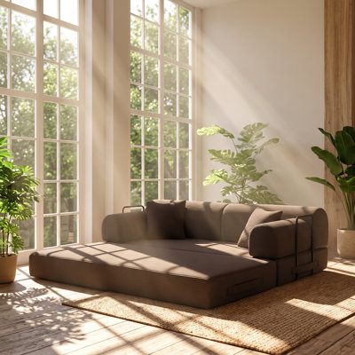 Linso 78.74" W x 35.43" D x 16.14" H 3-Seat Corduroy Convertible Sleeper Sofa
