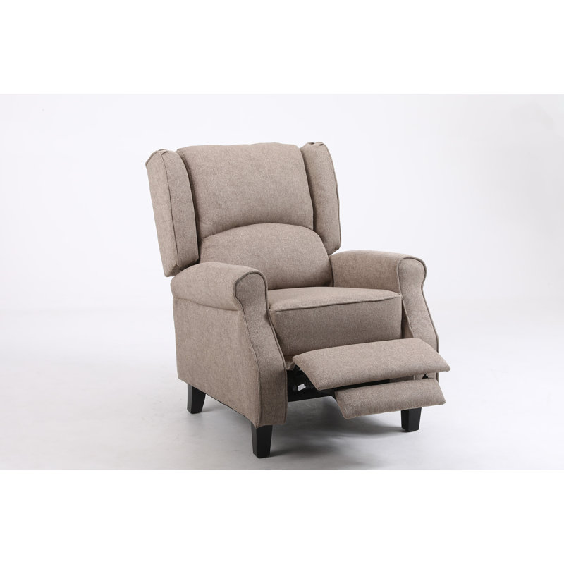 Elianna 78cm Wide Wing Chair Recliner, Beige 100% Linen