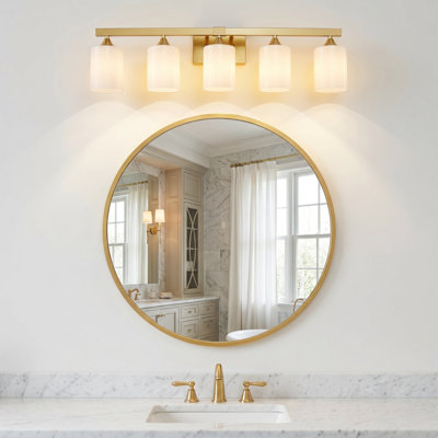 5-Light Brushed Gold Bathroom Vanity Light Fixture