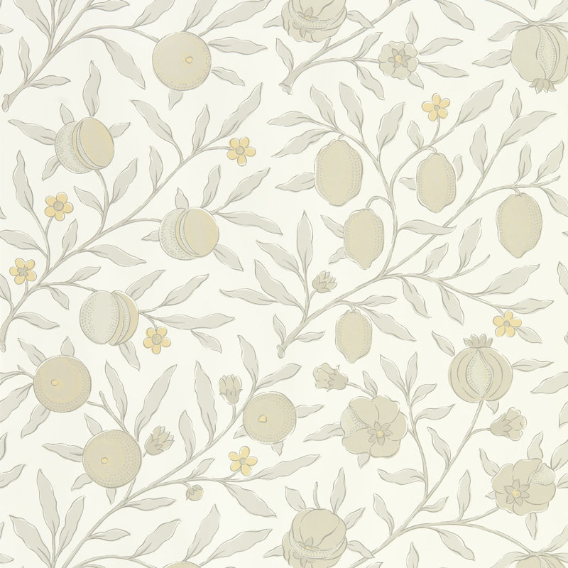 Pure Fruit 10.05m x 68.6cm Matte Wallpaper Roll, Grey/White