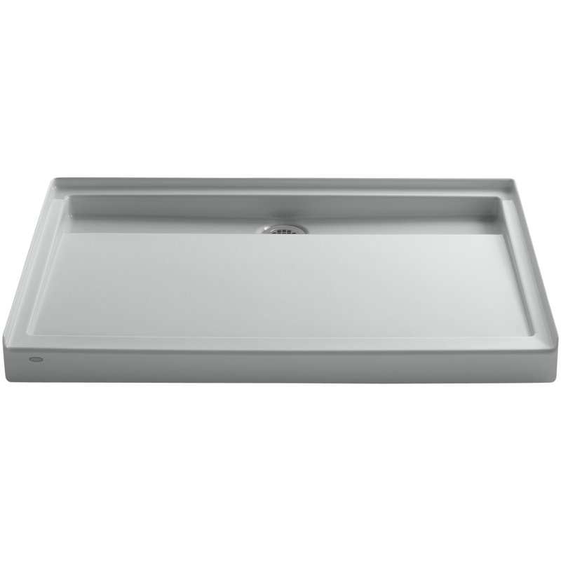Groove 48" x 36" Single Threshold Rear Center Drain Shower Base, Ice Gray, 48" W x 36" D