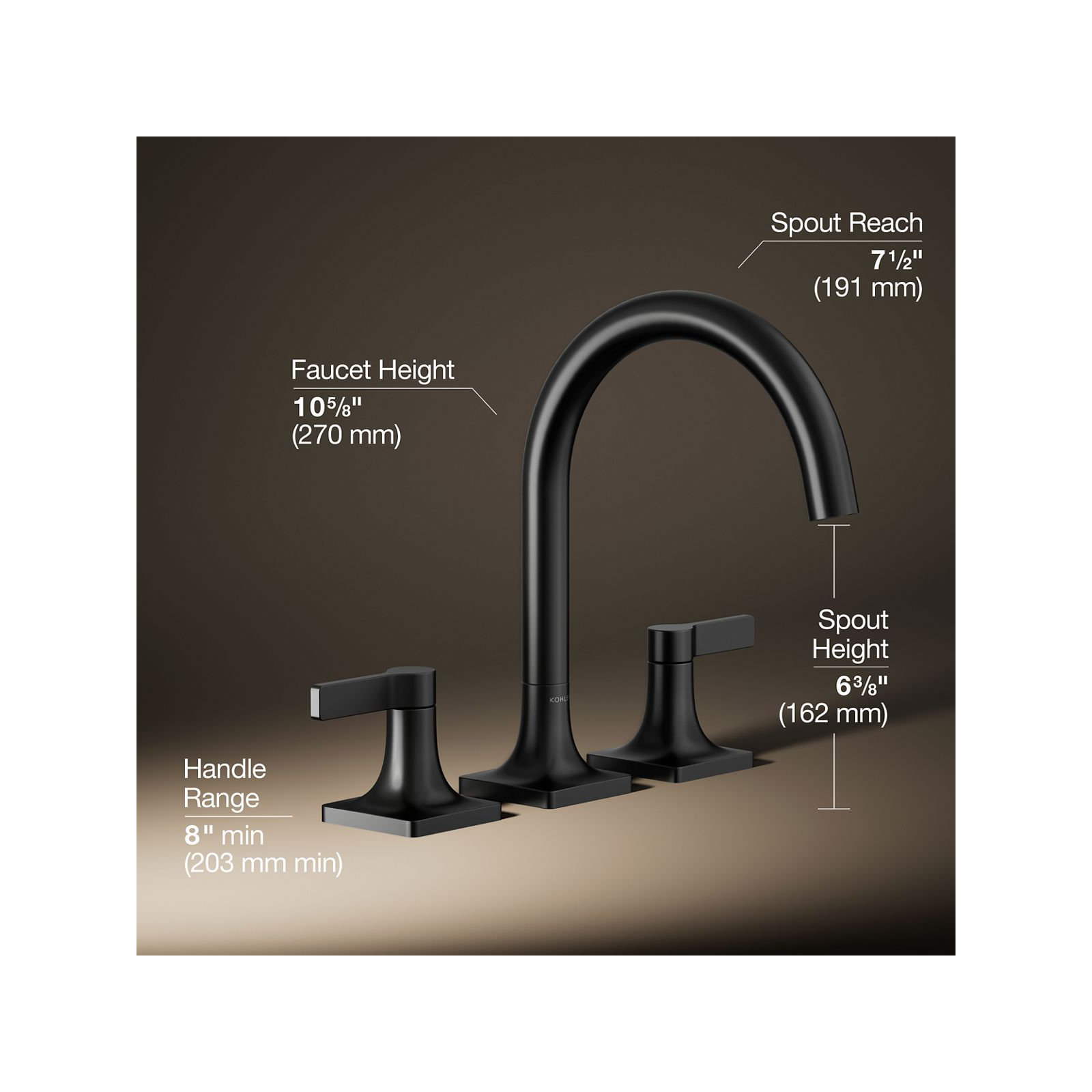 Deck Mounted Bath Faucet, Matte Black