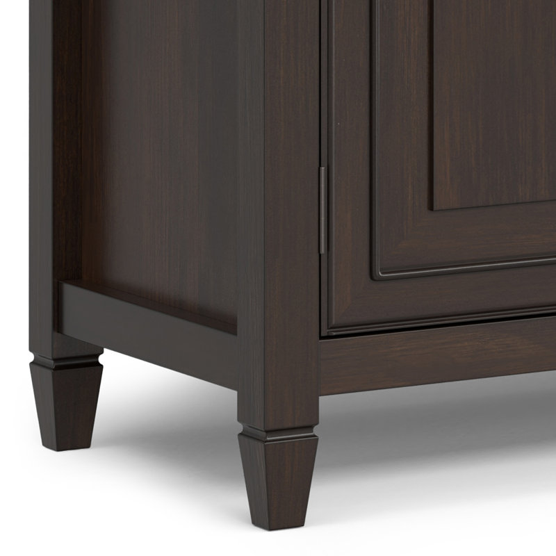 67"W Solid Wood 4-Shelf Sideboard Buffet Storage Cabinet with 2 Drawers