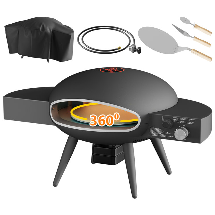 UDPATIO Outdoor Gas Pizza Oven Propane, Rotating Pizza Grill Oven Pizza  Maker with 12 Pizza stone, Portable Pizza Ovens for Outside with Rotary  Motor, Pizza Peel, Pia, Cutter and Waterproof Cover 