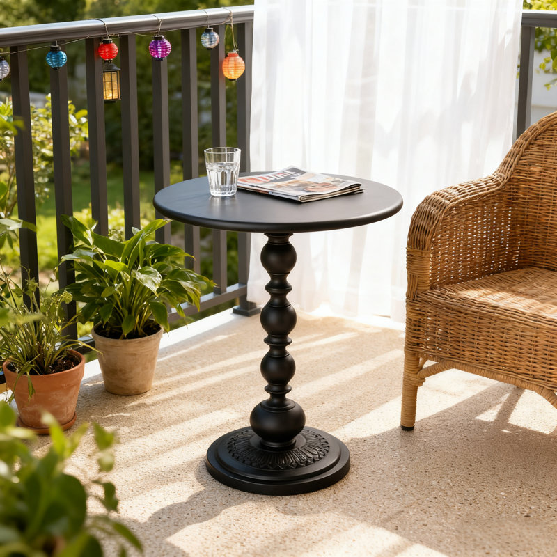 Table d'appoint ronde Vintage Black Matte