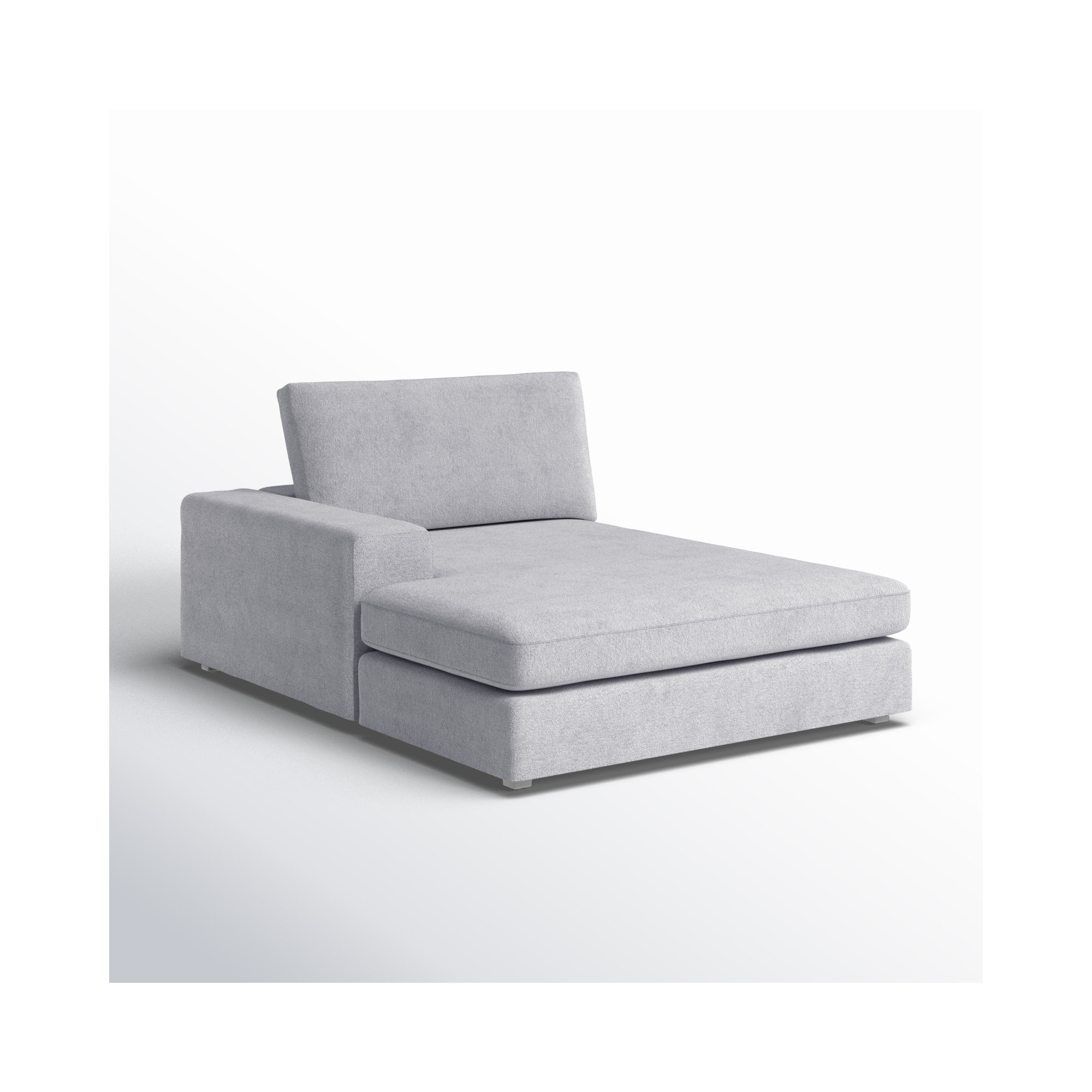 Ojai Upholstered Chaise Lounge, Light Gray, Left Hand Facing