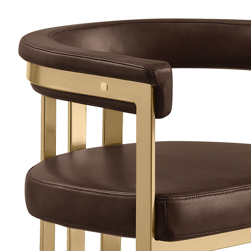 Chaises d'appoint Leathaire avec base en chrome doré mat, Espresso