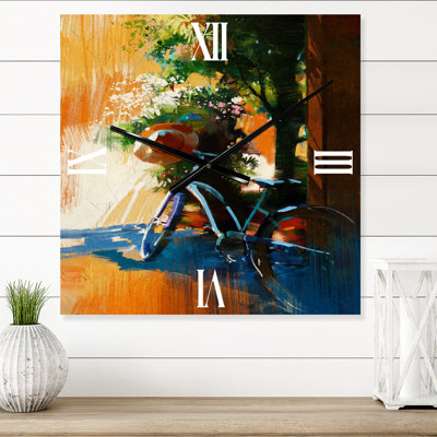 Vélo rétro et vieux chapeau le jour d'été - horloge murale rétro
