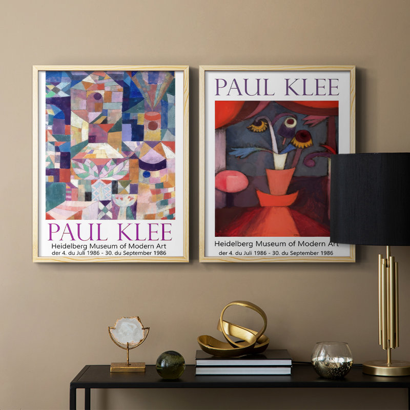 Klee Posters I-Premium, reproduction encadrée - prête à être accrochée - aucun clou requis - aucun clou requis, Bois naturel