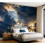 Papier peint adhésif autocollant Dramatic Sunset Sky Illuminated Cloud Formations Sun Auto-adhésif amovible Papier contact mural pour le salon Chambre à coucher H 100 po x l 144 po-724286512