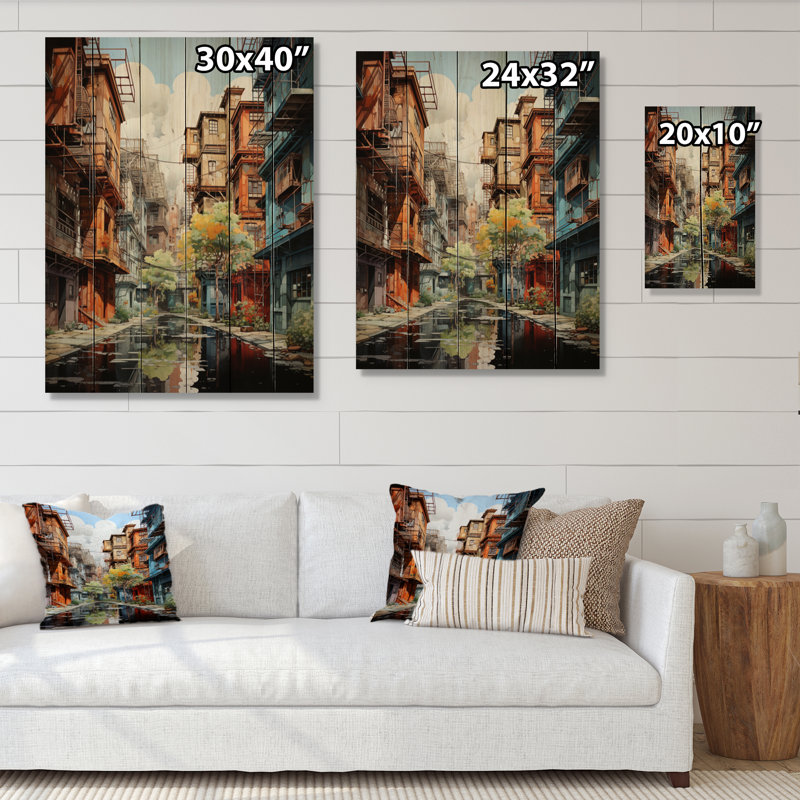 Factories Industrial Harmony I sur impression sur bois, H 20 po x l 10 po x P 0,78 po