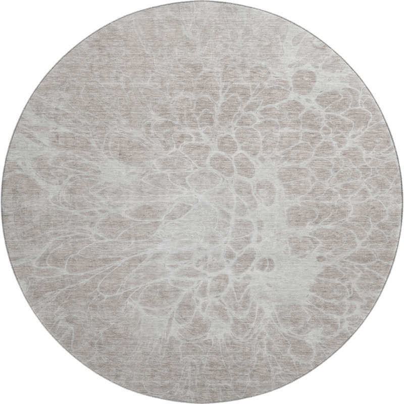Tapis taupe lavable à la machine Premium, Rond 8 pi