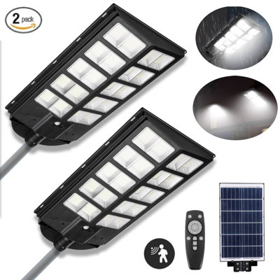 2-Pack 5400W Solar Street Lights Outdoor, Wide Angle Solar Lights Outdoor Motion Sensor, Parking Lot Lights