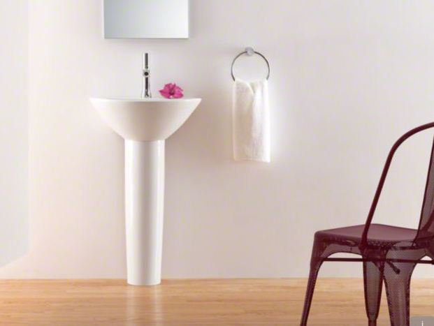 Parigi® Ceramic 20" Pedestal Bathroom Sink, Almond, Single