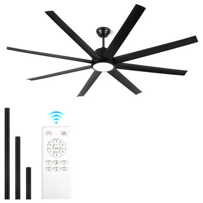 72 In. Standard Ceiling Fan With Light And Remote Control, 3-Colour Led Light, Reversible Dc Motor