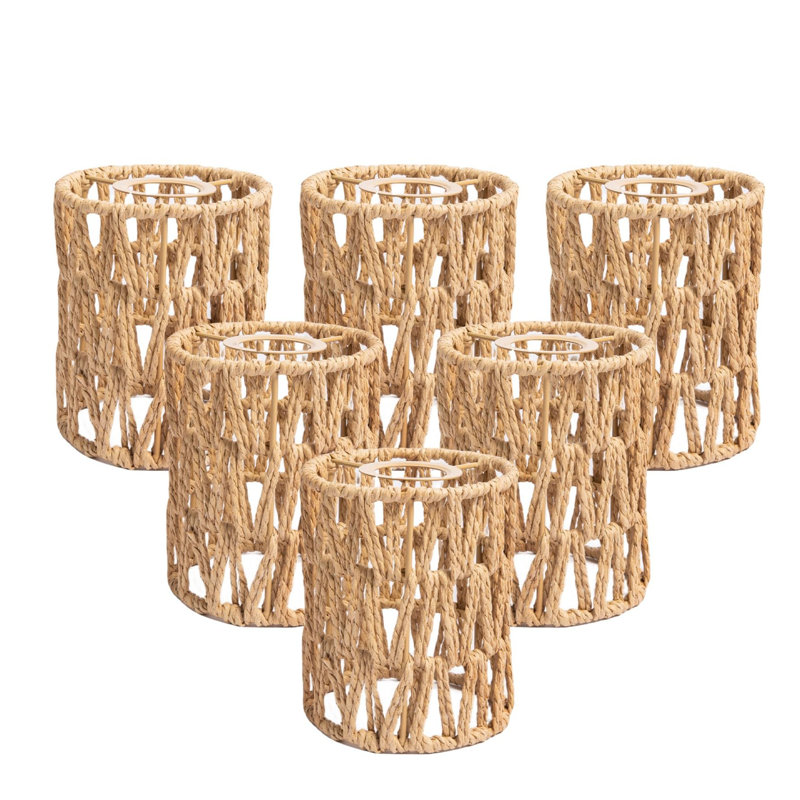 Paquet de 6 abat-jour cylindrique en rotin Boho