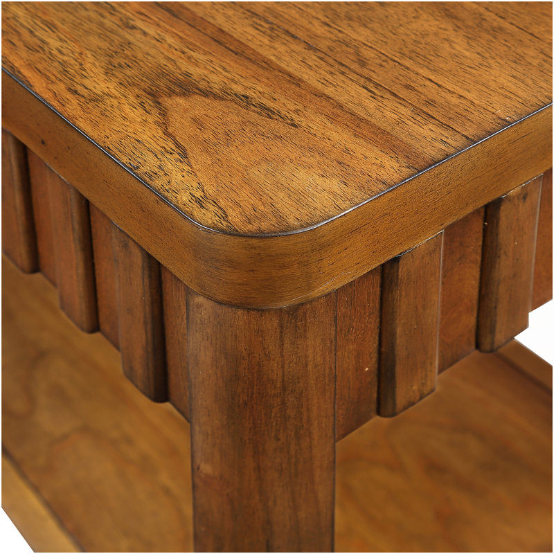 Ensemble de table basse de salon rectangulaire, ensemble de table de salon 3 pièces avec pieds en bois, 1 table basse et 2 tables de bout, ensemble de table de thé avec centre en bois. Assemblage facile, noyer