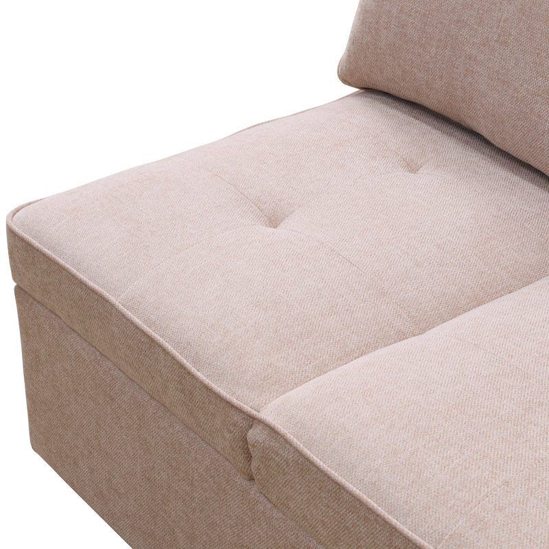 Clevette Convertible Storage Sofa with Adjustable Seat Cushions - Dual Function Single/Double Sofa in Elegant Linen Fabric for Small Spaces