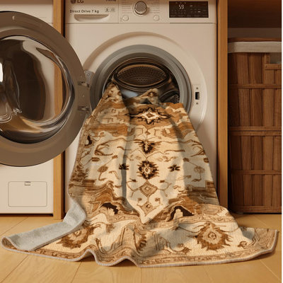 Tapis beige lavable à la machine