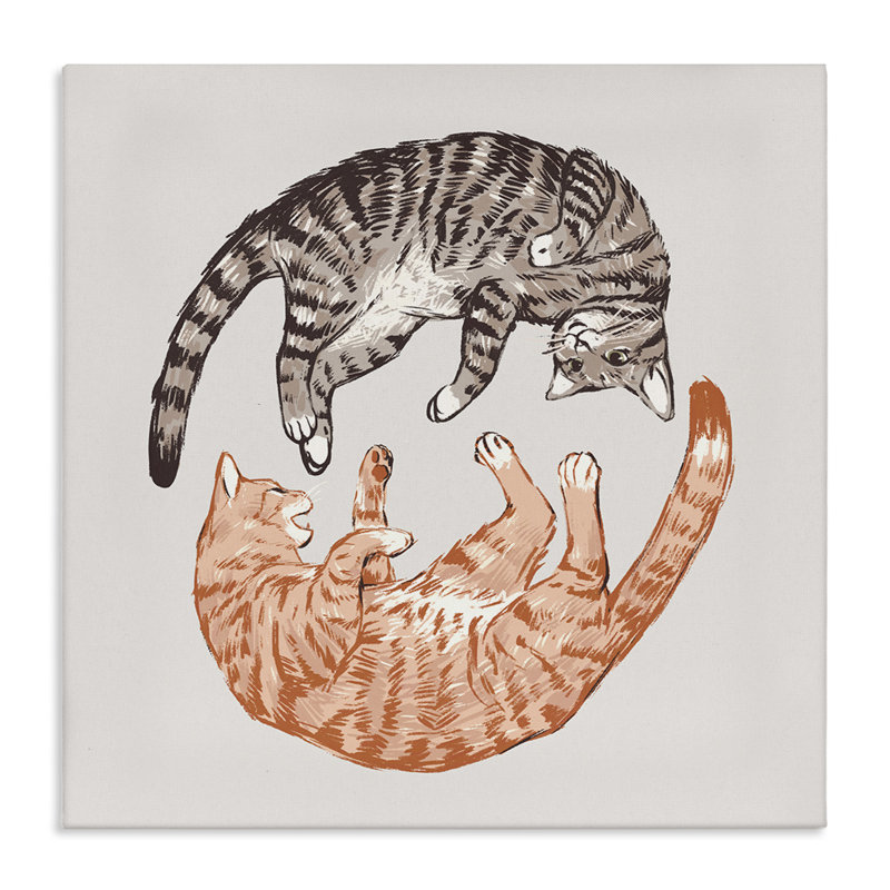 «Tabby Cats Duo», art mural sur toile par Ziwei Li, H 30 po x l 30 po