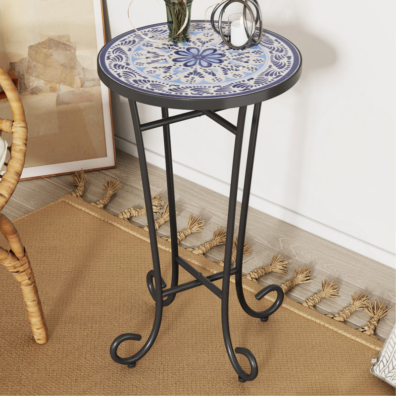 Table d'appoint de patio, Noir; Bleu, Noir; Bleu, Noir; Bleu