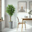 Arbre artificiel dans un pot de fleurs moderne, faux arbre en soie ficus (décoration en pot et arbre)-116650716-116650732