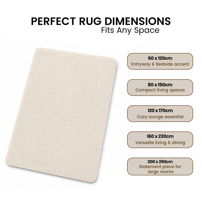 Aspire Homeware Cream Modern Area Rug, CREAM, 80x150cm