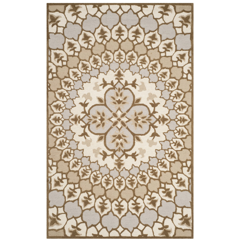 Tapis floral en laine touffeté à la main Miu, Rectangle 2 pi x 3 pi