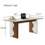 Bureau d'écriture rectangulaire moderne de 63 po, plateau en pierre frittée beige, bureau de réunion avec pieds en bois massif