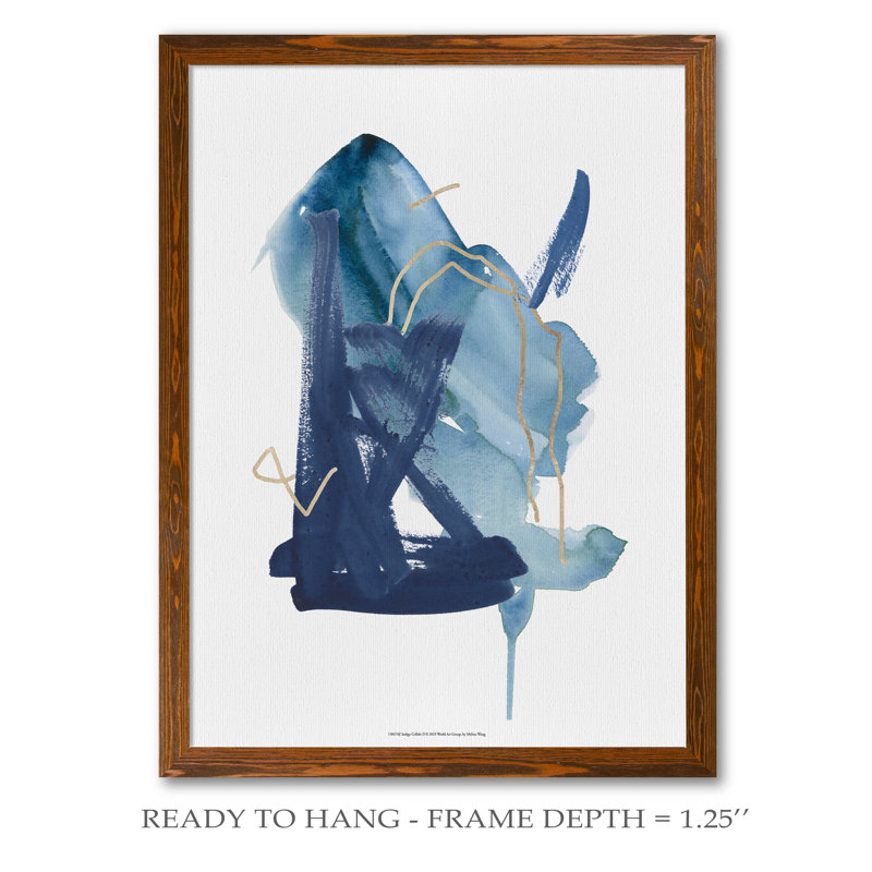 " Indigo Collide II ", 32" H x 44" W x 1.3" D, Maple Framed Canvas