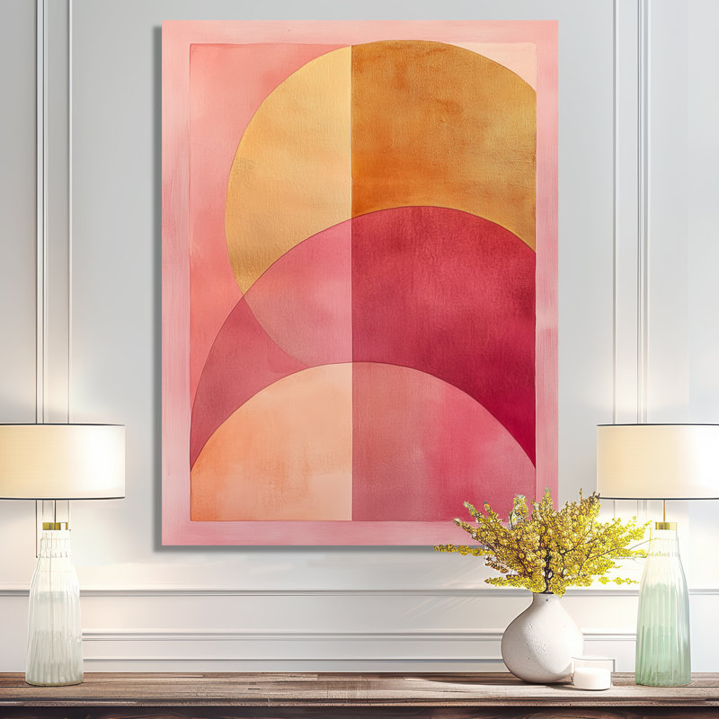 Blush & Gold Arcs - Abstract Modern Transitional, impression murale moderne, L 16 po x H 32 po