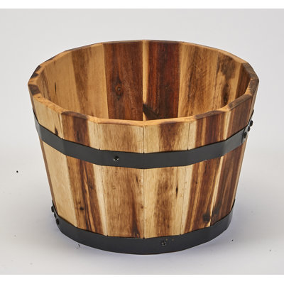 Bathily Handmade Wood Barrel Planter