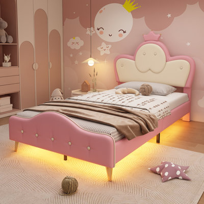 Led Single Bed With Crown Headboard