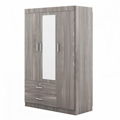 3-Door Mirror Armoire Wardrobe with shelves