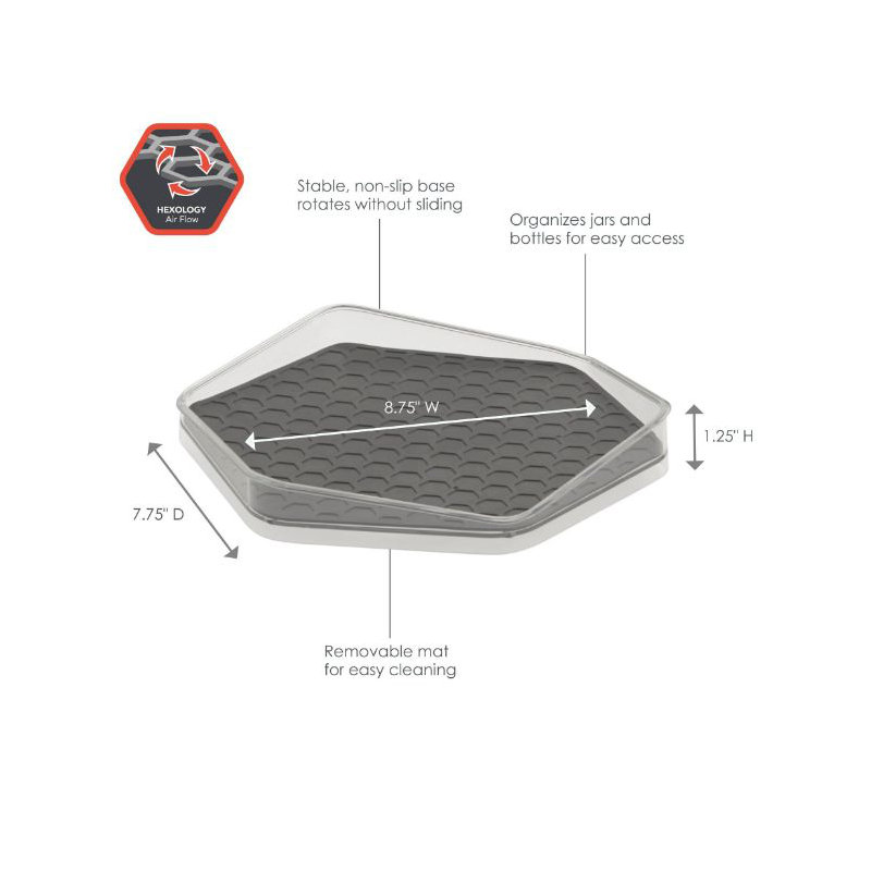 HEXA Low-Wall Lazy Susan - Clear/Dark Gray