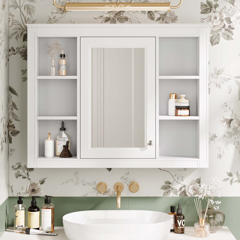 Armoire de rangement murale pour salle de bain, cabine de pharmacie, Blanc