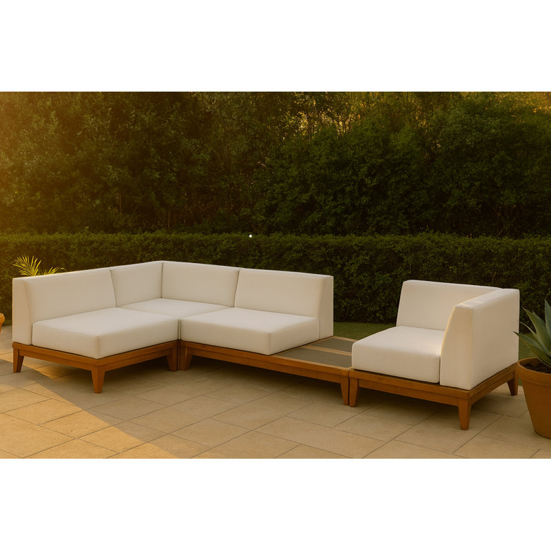 Rio 125" Wide Outdoor Left Hand Facing Patio Sectional with Cushions