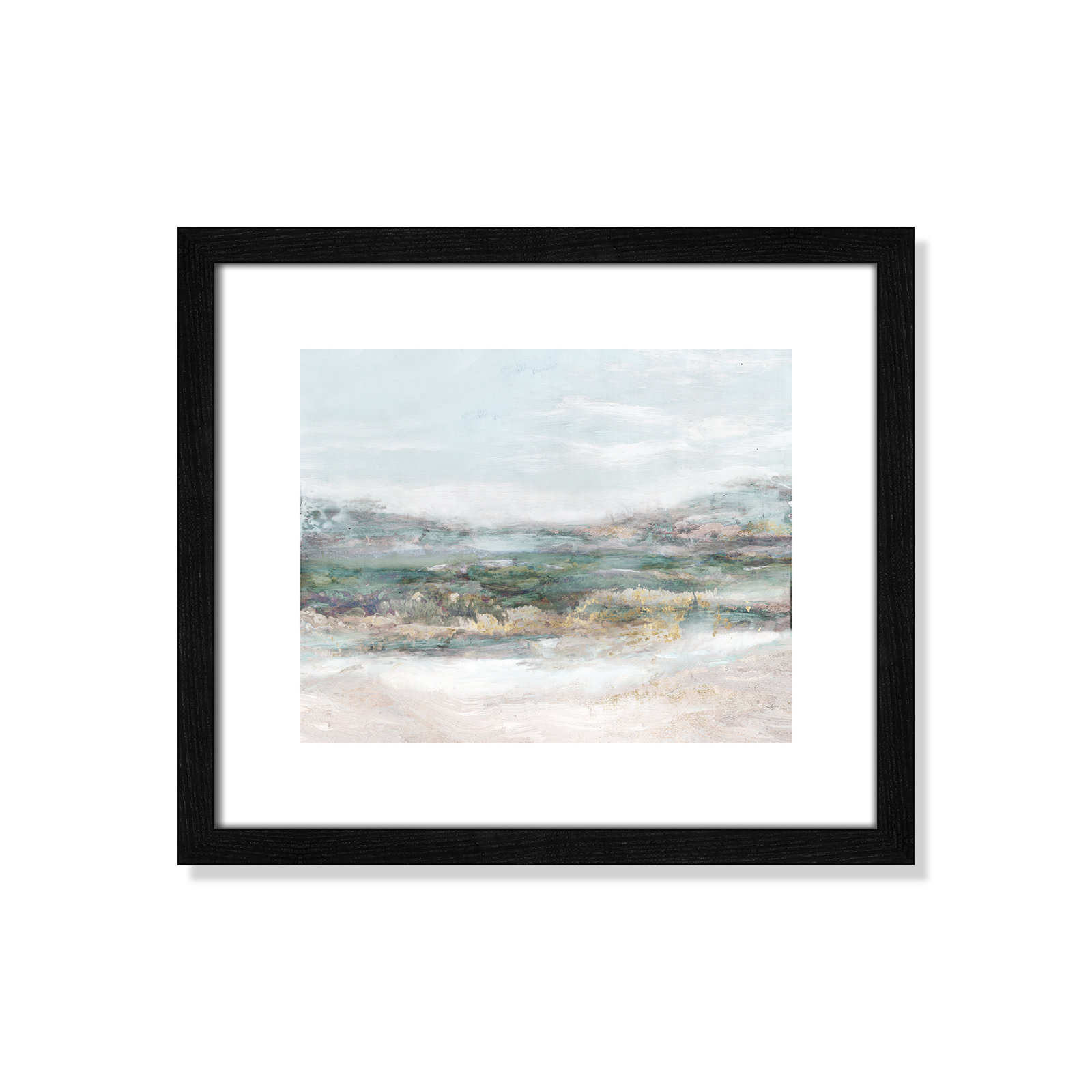 Dazzling by Matina Theodosiou - Painting Print on Canvas, White, Black Wood Grain Framed Paper, 13" H x 15" W x 0.75" D
