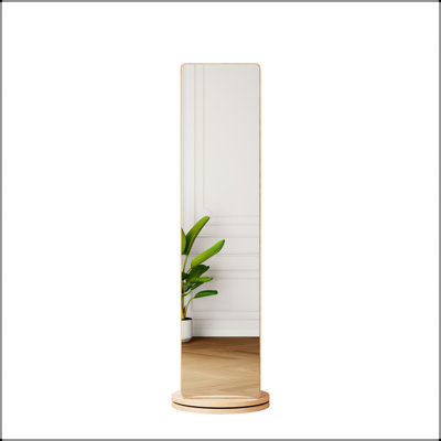 360° Rotating Full Length Mirror with Coat Rack and Storage Hooks
